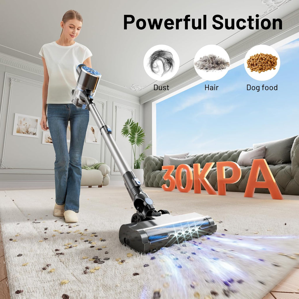 VIPSUN Cordless Vacuum Cleaner - Lightweight 6-in-1 Stick Vacuum with LED Screen for Carpets & Pet Hair
