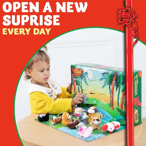JOYIN Christmas Advent Calendar - 24 Days Countdown with Mini Animal Plush Toys for Kids | Perfect Holiday Gift
