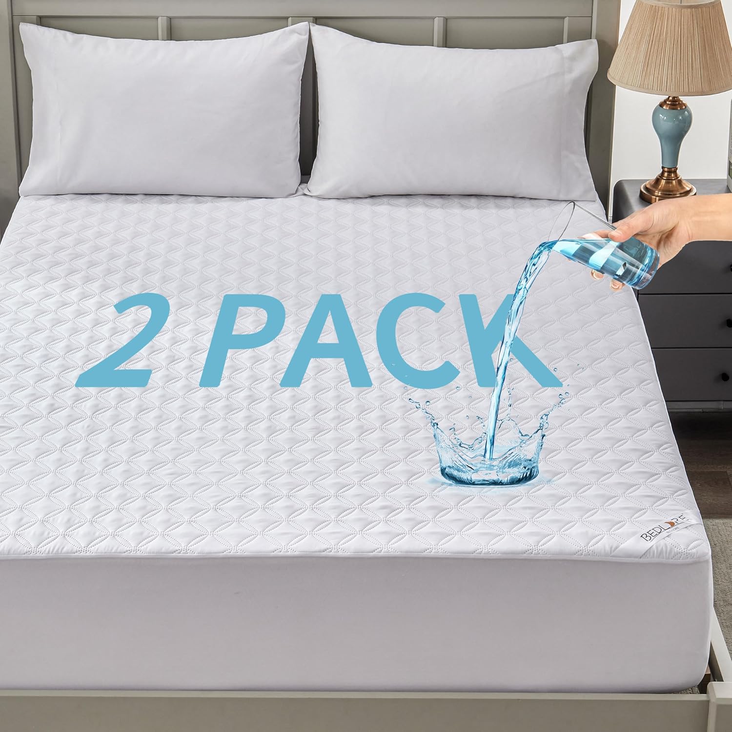 Skiennix Waterproof Mattress Protector - Noiseless Queen Size Pad with Deep Pocket (6-18 Inches) | Soft & Washable Cover for Home & Hotel