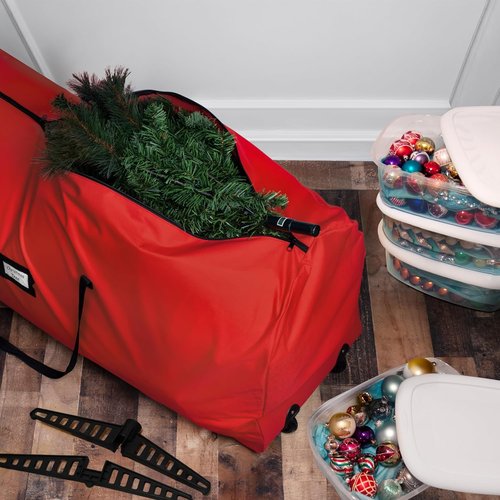 Holiday Cheer Christmas Tree Storage Bag - Heavy Duty Waterproof Bag for 7.5ft Artificial Trees | Durable Wheels & Zipper