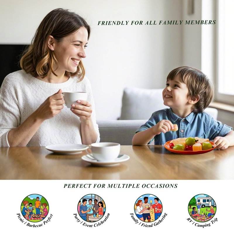 MIYOPESI 6.7-Inch Melamine Dessert Plates (Set of 6) - Unbreakable and Reusable Dinnerware with Ceramic Feel, Stackable and Dishwasher-Safe (Multi-color)