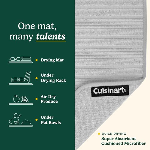 Cuisinart Dish Drying Mats - Ultra Absorbent XL 18" x 24" | Foldable, Machine Washable, Fast Drying
