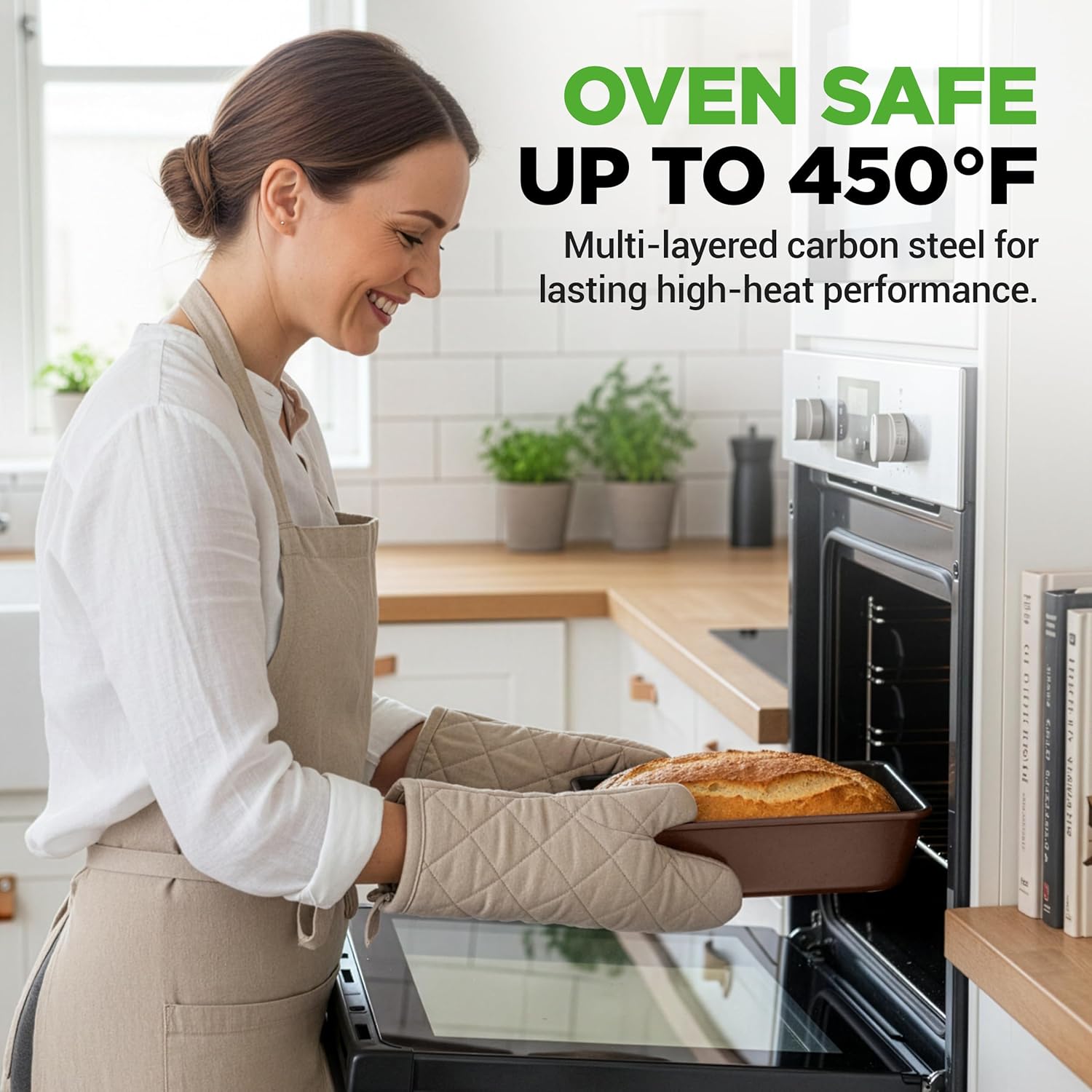 NutriChef 8-Piece Nonstick Bakeware Set - PFOA-Free Baking Trays, Oven Safe to 450°F, Brown