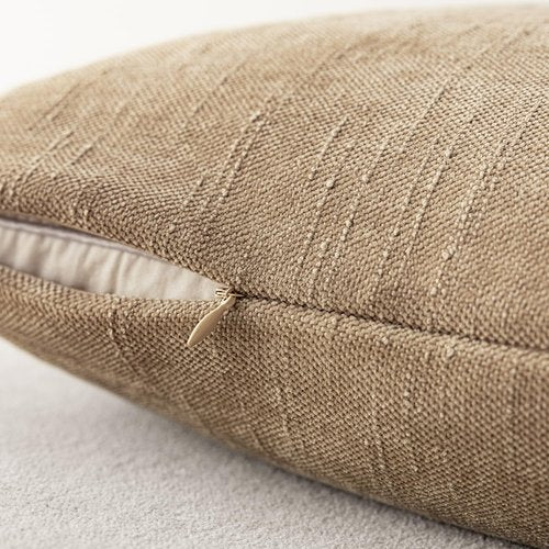 Foindtower Pack of 2 Textured Chenille Throw Decorative Pillow Covers Square Accent Solid Cushion Cover Neutral Farmhouse Pillow Case for Couch Sofa Bedroom Living Room 18x18 Inch,Taupe Khaki Camel