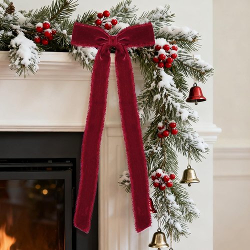 Burgundy Velvet Christmas Bows by [Brand Name] - 20 Pcs Large Pre-Tied Handmade 4.7" x 11" | Perfect for Gift Wrapping & Holiday Decor