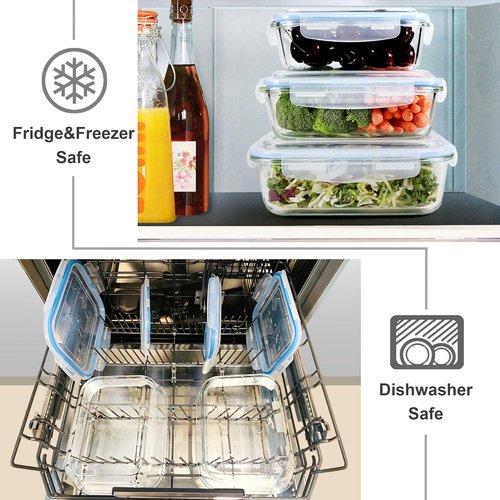 Glass Food Storage Containers Set - BPA-Free, Leak-Proof Meal Prep Containers | 80oz, 2-Pack