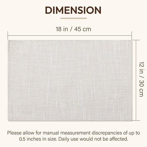 Blue Forest Placemats Set of 8, Dual-Layered Thickened Faux Linen Cloth Place Mats Heat Resistant Machine Washable Wrinkle Free Table Mats Indoor/Outdoor (Cream Beige)