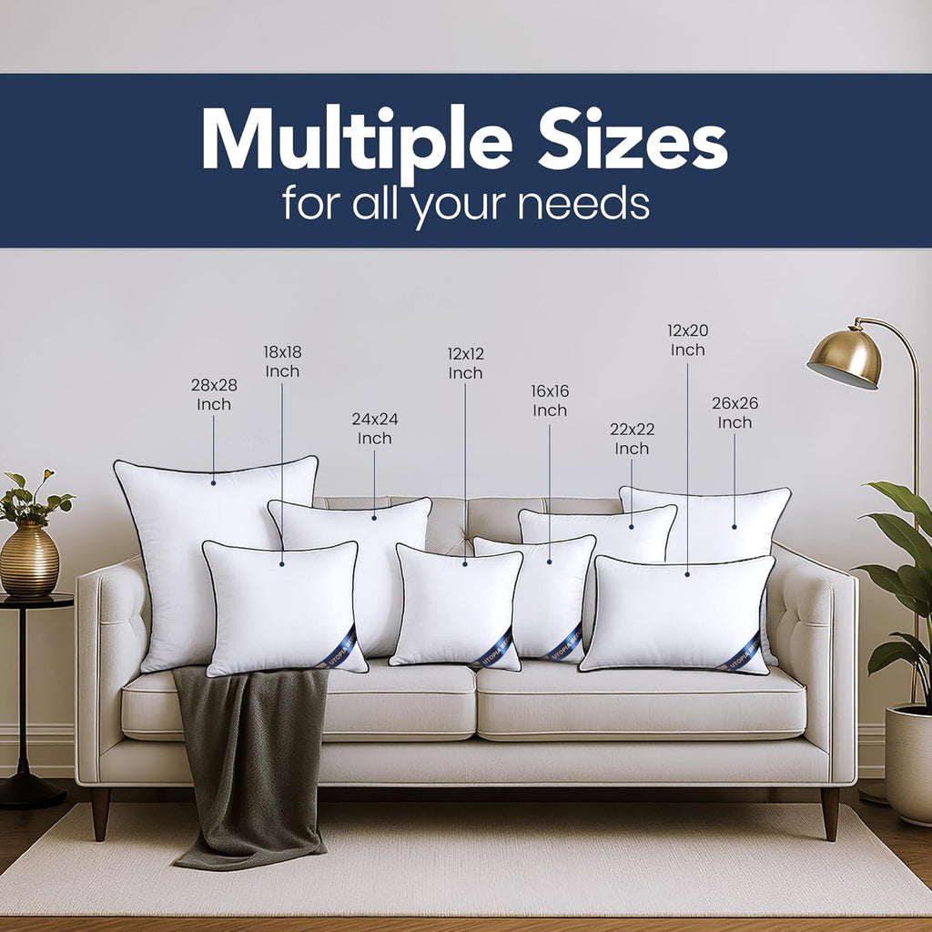 Utopia Bedding Throw Pillow Inserts - Decorative 26 x 26 Inch White Pillows for Sofa & Bed | Pack of 2