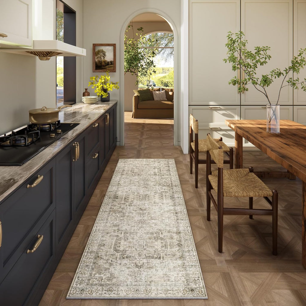 Skiennix Kitchen Runner Rug - Machine Washable, Non-Slip, Stain Resistant | 2'6"x8' Soft Carpet for Hallways, Entryways, and More