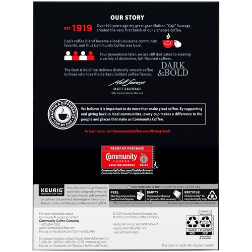 Community Coffee Dark & Bold Espresso Roast Pods - 24 Count for Keurig 2.0 Brewers | Rich Flavor & Aroma