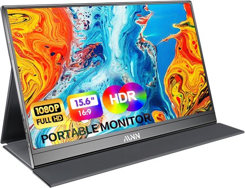 MNN Portable Monitor - 15.6" FHD 1080P Ultra-Slim IPS Display with Smart Cover & Speakers | Plug & Play for Laptop, PC, Mac