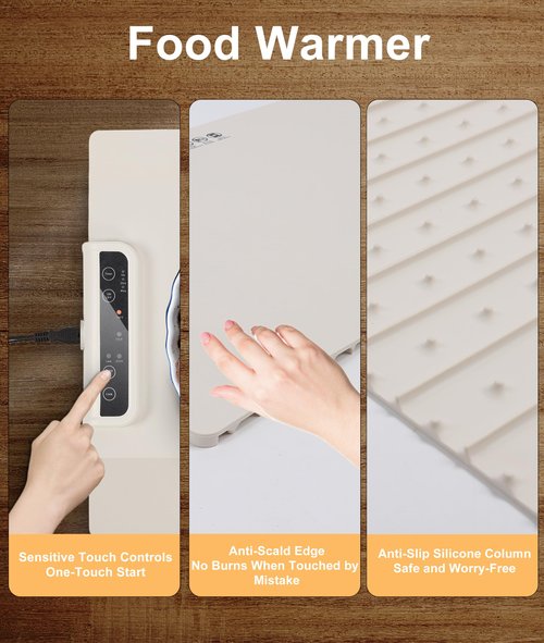 Food Warming Mat, Portable Warming Mat with 3 Temperature Settings, Roll Up Silicone Food Warmer for Buffets Party, Travel, Daily Lives