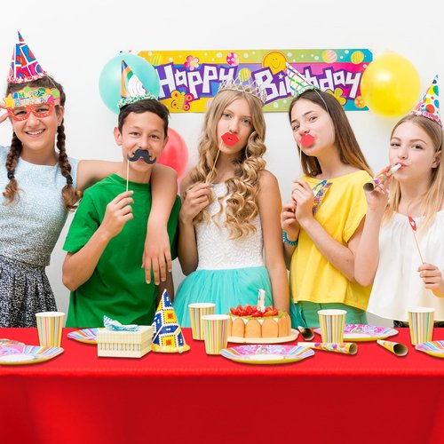 CXPSINC 54 Inch X 300 Feet Plastic Table Cover Roll Disposable Tablecloth with Slide Cutter for All Type/Shape Tables | Party, Banquet, Birthdays, Weddings(Red, 300 Feet)