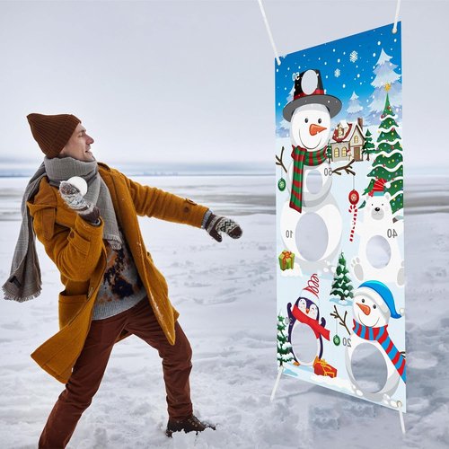 Elcoho Snow Toss Games Set - 22 Pieces with Balls & Drawstring Bag for Indoor/Outdoor Winter Fun