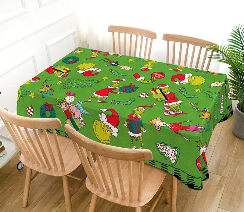 Hafangry Green Christmas Tablecloth Buffalo Plaid Check Xmas Winter Holiday Party Decoration Rectangular Kitchen Dining Room Home Decor 60×84 inches