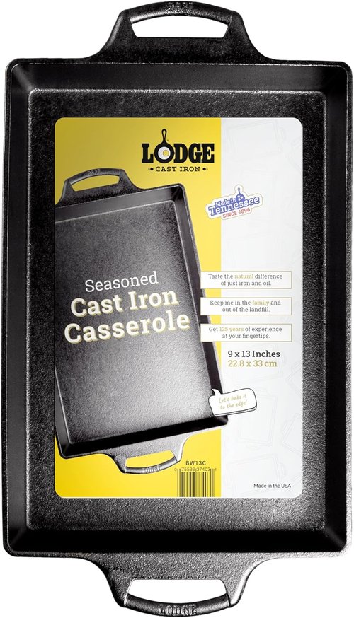 Lodge Cast Iron Casserole Pan - Durable Cookware for Perfectly Even Cooking | 3-Quart Size