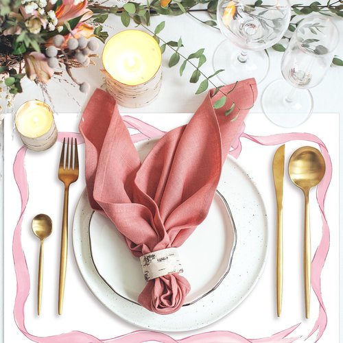 JarThenaAMCS 50 Sheets Pink Bow Paper Placemat Coquette Bowknot Place Mat Cute Disposable Table Mat for Bachelorette Party Dinner Table, 14 x 10 Inch