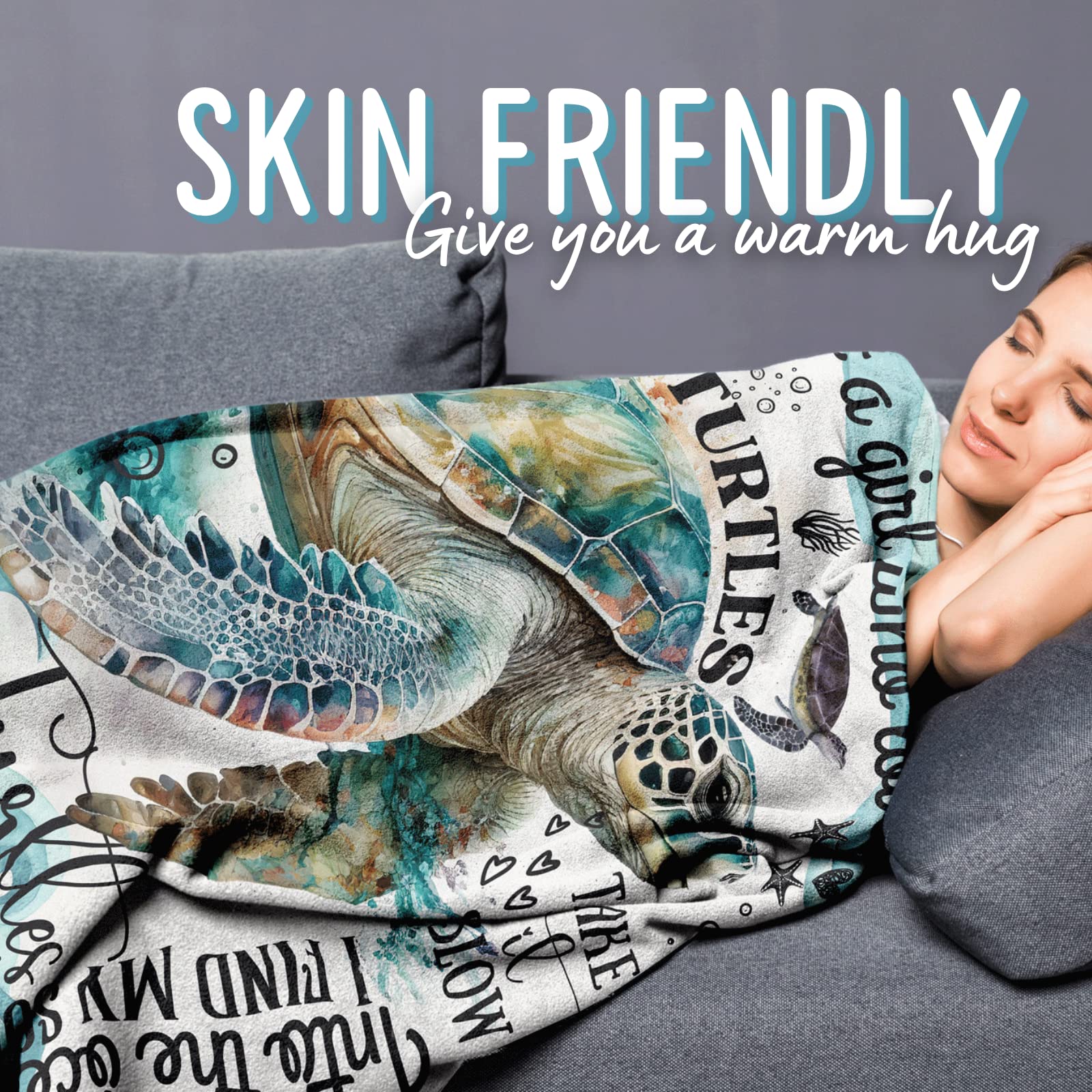 InnoBeta Sea Turtle Gifts for Women, Turtle Blanket and Throw, Perfect for Birthday/Christmas, 50'' x 65''