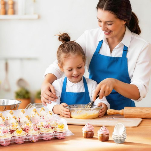 LotFancy (24 Count x 12 Sets) Mini Cupcake Containers with 288 Liners, Plastic Cupcake Boxes Holder, BPA Free, Clear Disposable Cupcake Carriers with Detachable Dome Lid