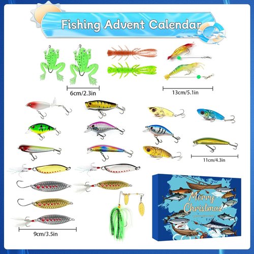 Fishing Advent Calendar 2025 - 24 Days of Premium Fishing Lures | Perfect Gift for Dads and Young Anglers