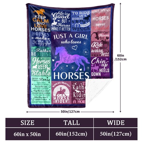WLLHEO Horse Gifts for Girls, Horse Blanket, Horses Lovers Throw Blankets for Women Girls Christmas Birthday Decor Gifts 60"x50"