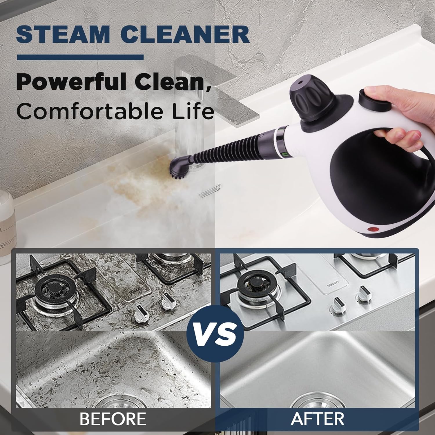 Skiennix Handheld Steam Cleaner - Portable Upholstery Steamer with 10 Accessories for Home Use