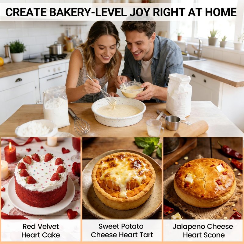 SJ 8 Inch Silicone Round Cake Pan with Metal Reinforced Frame Set of 3, Nonstick Silicone Cake Mold for Baking Suitable for Making Layers, Cheese & Chocolate Cakes