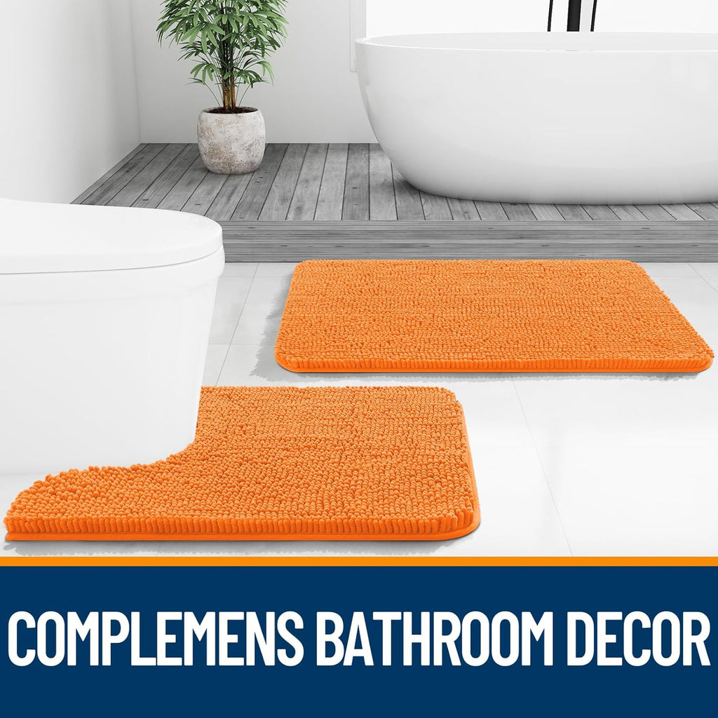 OLANLY Bathroom Runner Rug - Extra Soft Chenille, Quick Dry, Machine Washable | 59x20 Inches, Orange