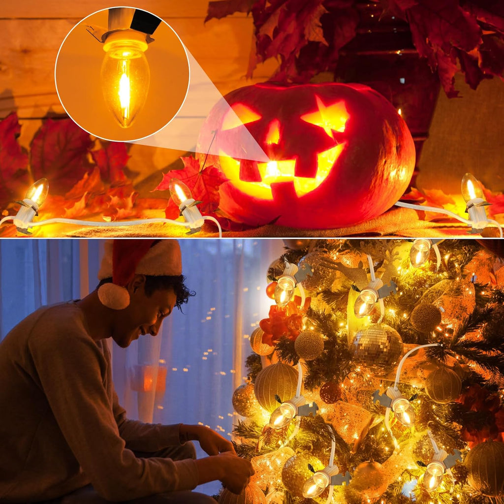Skiennix Christmas Village Lights - 10 LED Bulbs with Clips for Festive Home Decor | Warm White