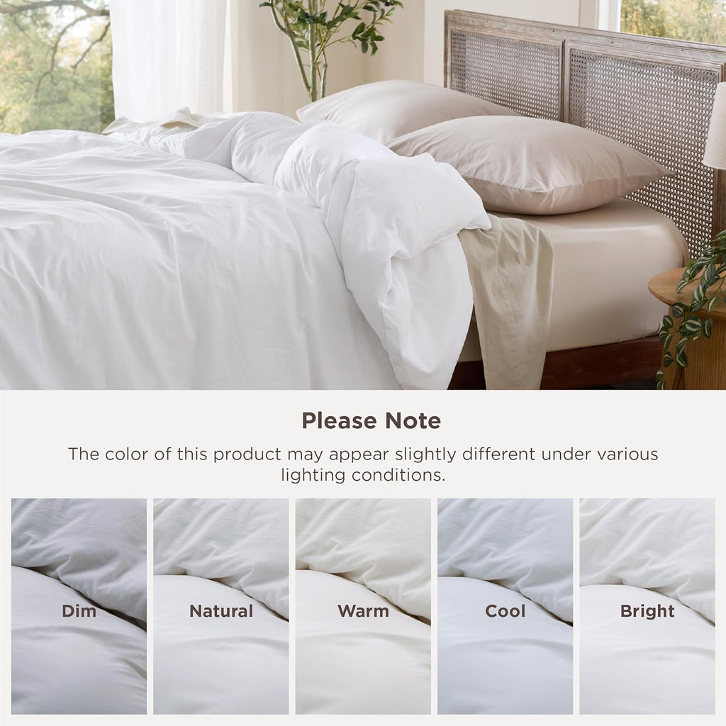 Bedsure California King Duvet Cover - Soft Prewashed Cotton-Like Polyester, 104x98 Inches, White