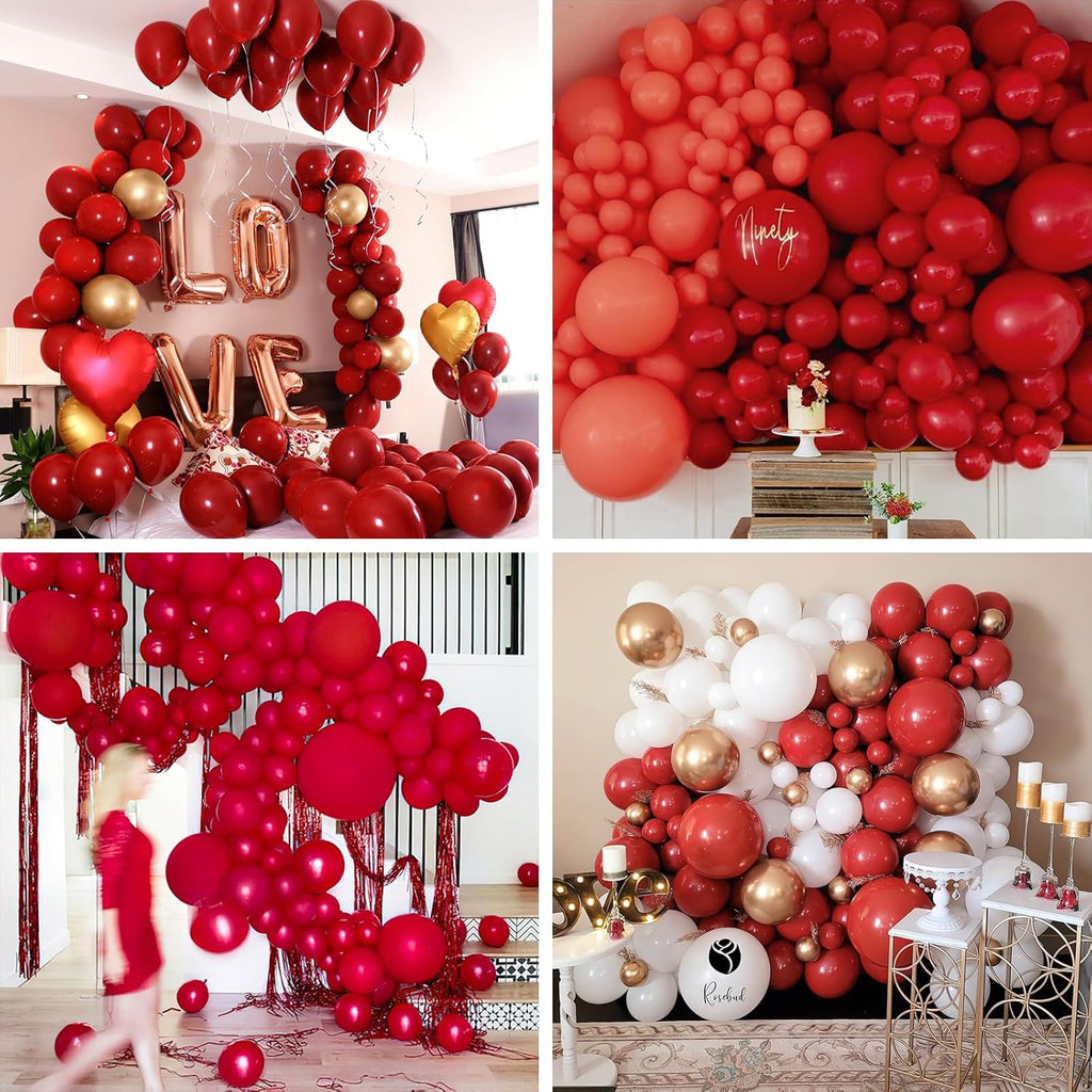 PartyWoo Maroon Balloon Arch Kit - 127 Pcs in Various Sizes for Graduation, Valentine's Day & Weddings | Dark Red & Burgundy