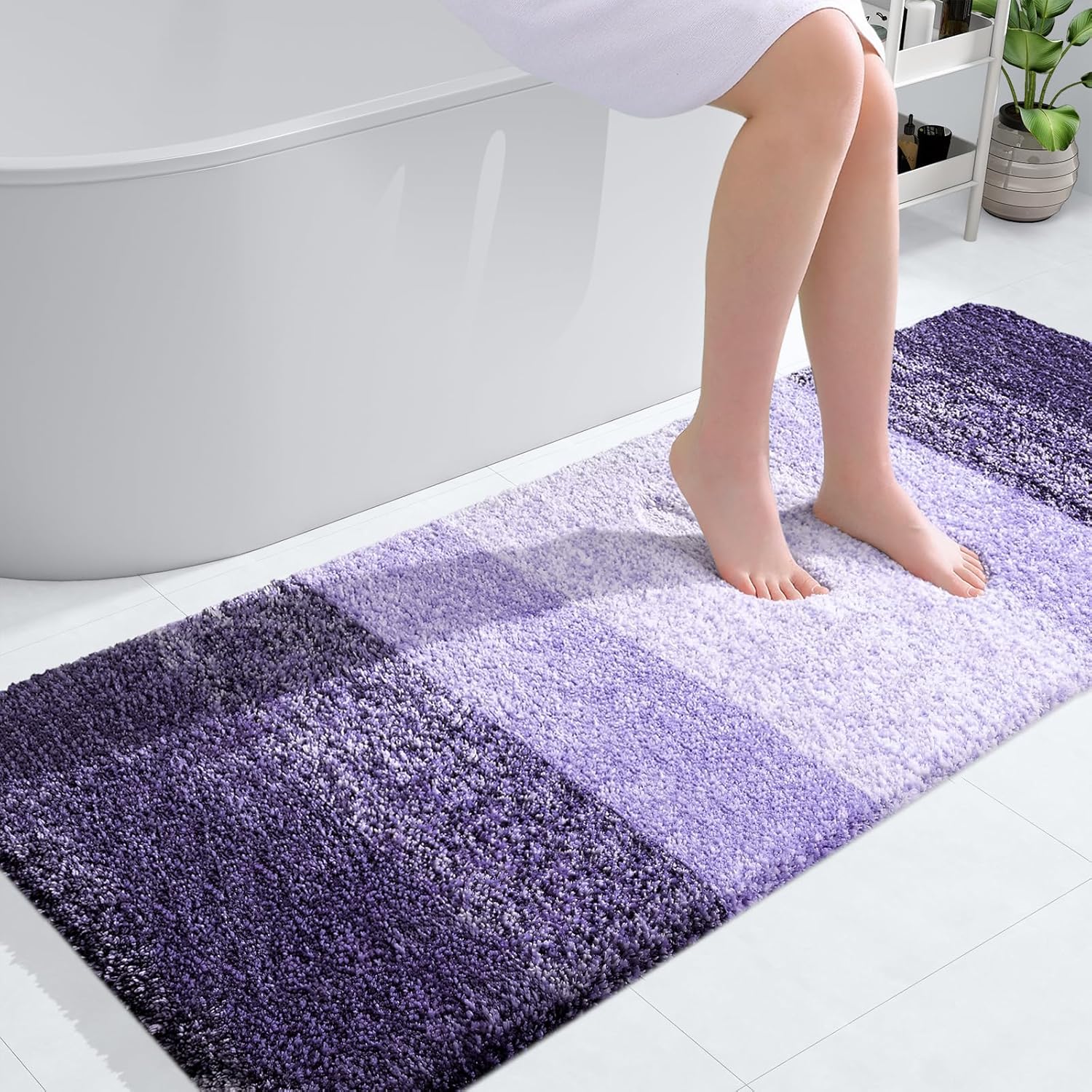 OLANLY Large Bathroom Rug Mat - Extra Soft Microfiber, Quick Dry & Machine Washable | 45x27, Violet