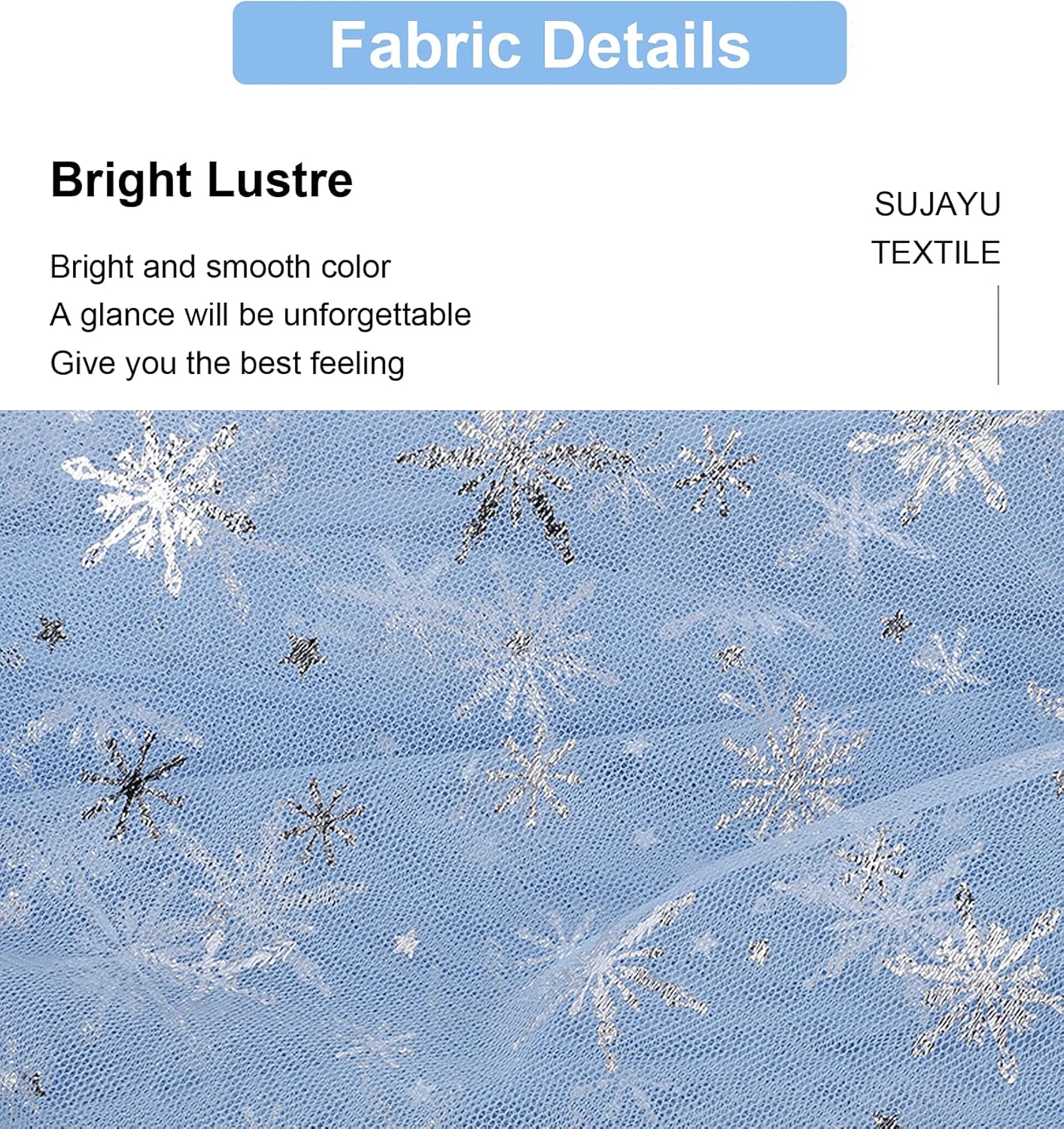 SUJAYU Snowflake Organza Fabric - Sheer Silver Foil Tablecloth & Christmas Tree Skirt (59" x 118", Blue)