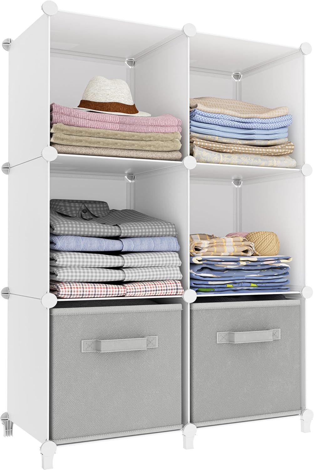 Skiennix Stackable Closet Organizers - 6 Cube Storage Solution for Bathroom & Wardrobe Organization