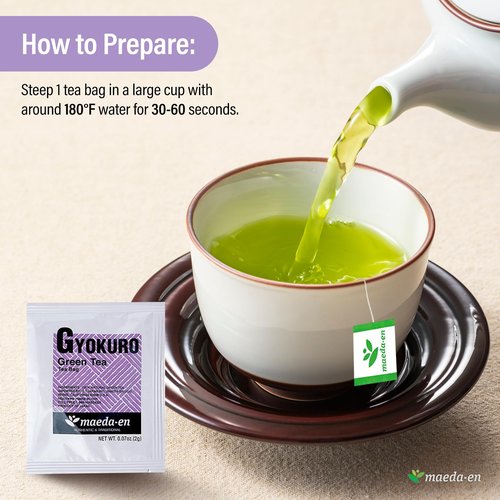 MAEDA-EN Premium Gyokuro Green Tea 10 Tea Bags Japanese Origin Green Tea Leaves Individually Wrapped Teabags 04144 1pk