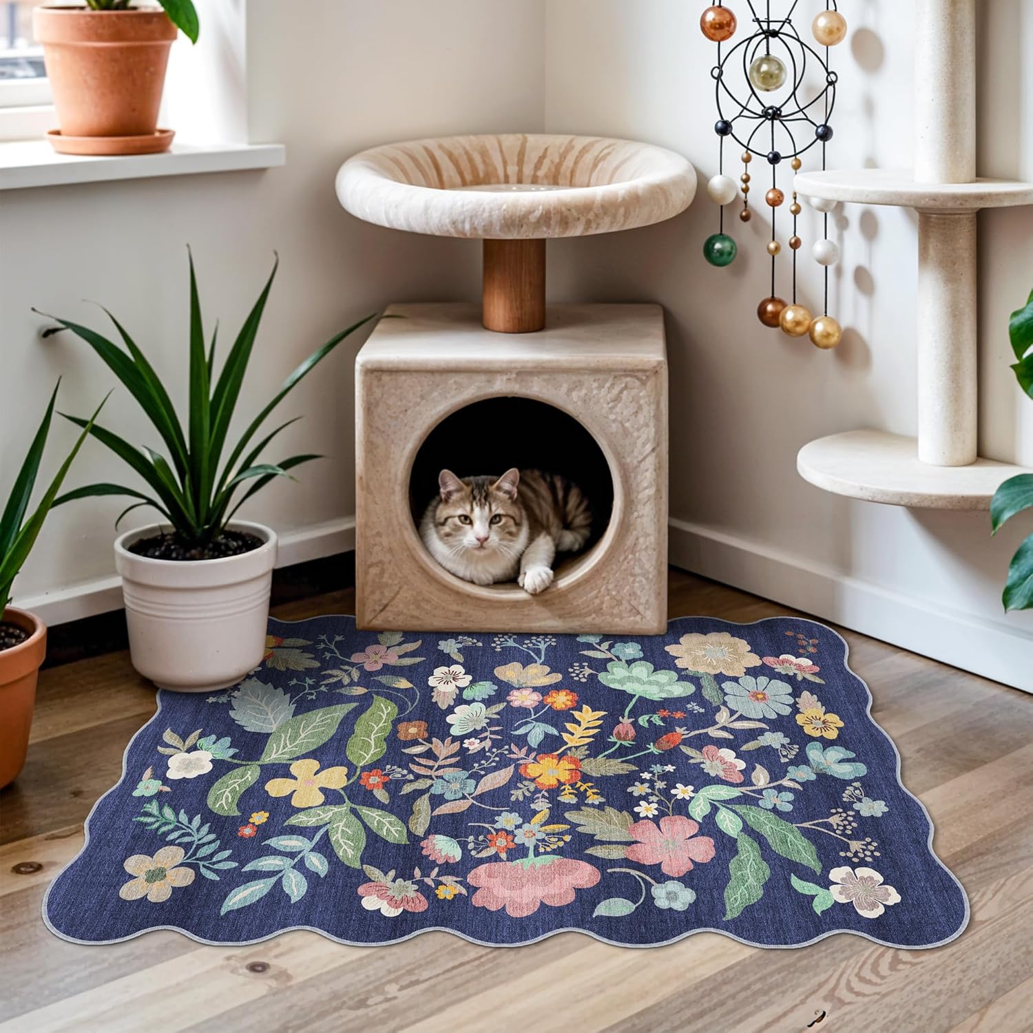 Skiennix Washable Area Rug - Easy-Clean Non-Slip Carpet for Entryway | Durable Low Pile (2x3, Purple)