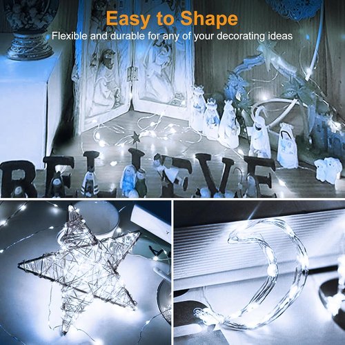 Btfarm 24 Pack Fairy Lights - Battery Operated 7ft Twinkle Lights | Waterproof Silver Wire for Mason Jars & Decor