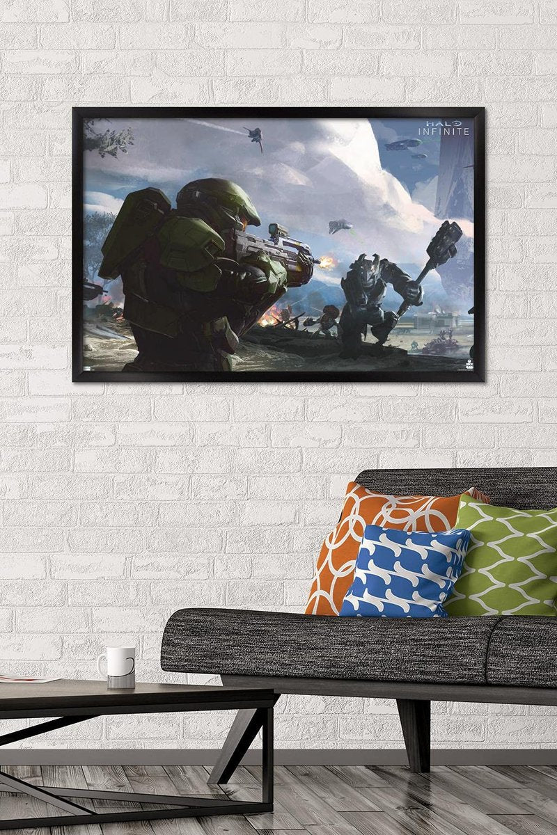 Halo Infinite - Master Chief Warzone Wall Poster, 34L x 22.4W, Black Framed Version