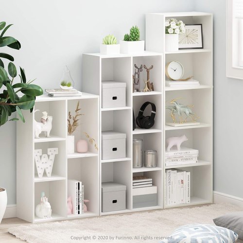 Furinno LUDER 5-Tier Bookshelf - Open Shelves for Easy Assembly | 9.4 x 15.8 x 52 Inches, White