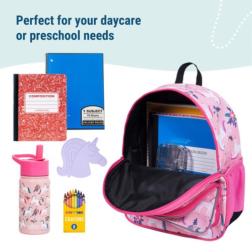 Wildkin 12-Inch Kids Backpack & Insulated Lunch Box Bag Bundle – Durable, Lightweight School & Travel Set for Kids - Magical Unicorns
