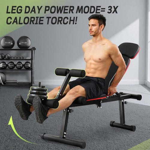 **Skiennix Adjustable Weight Bench - Foldable Design with Leg Extension & Curl | 1200LB Capacity for Full-Body Strength Training**