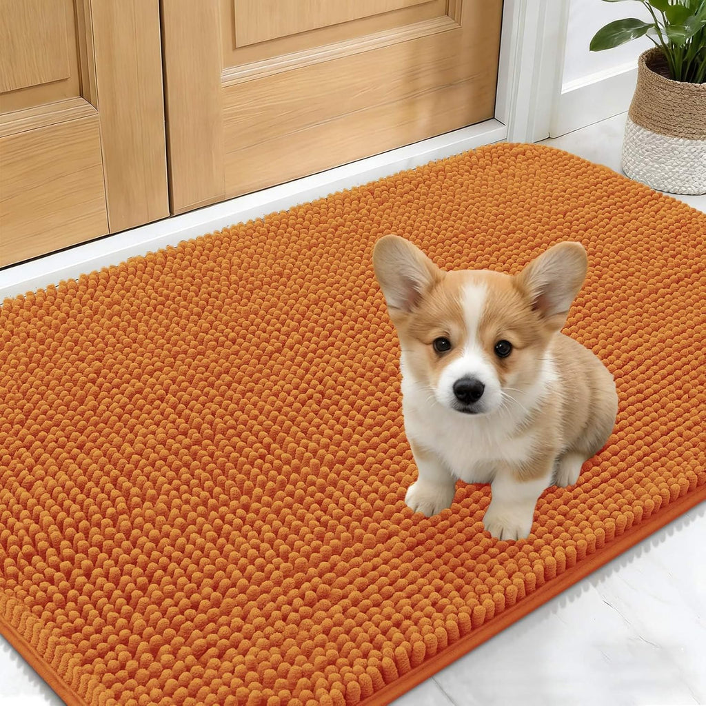 OLANLY Dog Door Mat - Absorbent Non-Slip Chenille Mat for Muddy Paws | 24x16, Quick Dry, Indoor Entryway Carpet, Clay