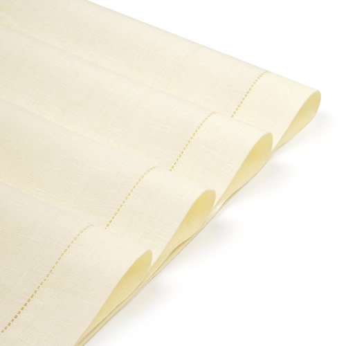 D'Moksha Homes Cream Linen Cloth Placemats Set of 4-100% Pure Linen Hemstitch Placemats 14 x 19 Inch - Classic Hemstitch Table Place Mats for Spring - Handcrafted and Machine Washable