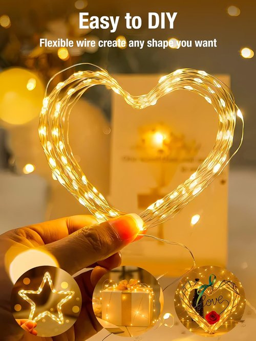 Btfarm Fairy Lights - 50 LED Battery Operated Twinkle String Lights | 16FT Waterproof with Timer & 8 Modes - Warm White
