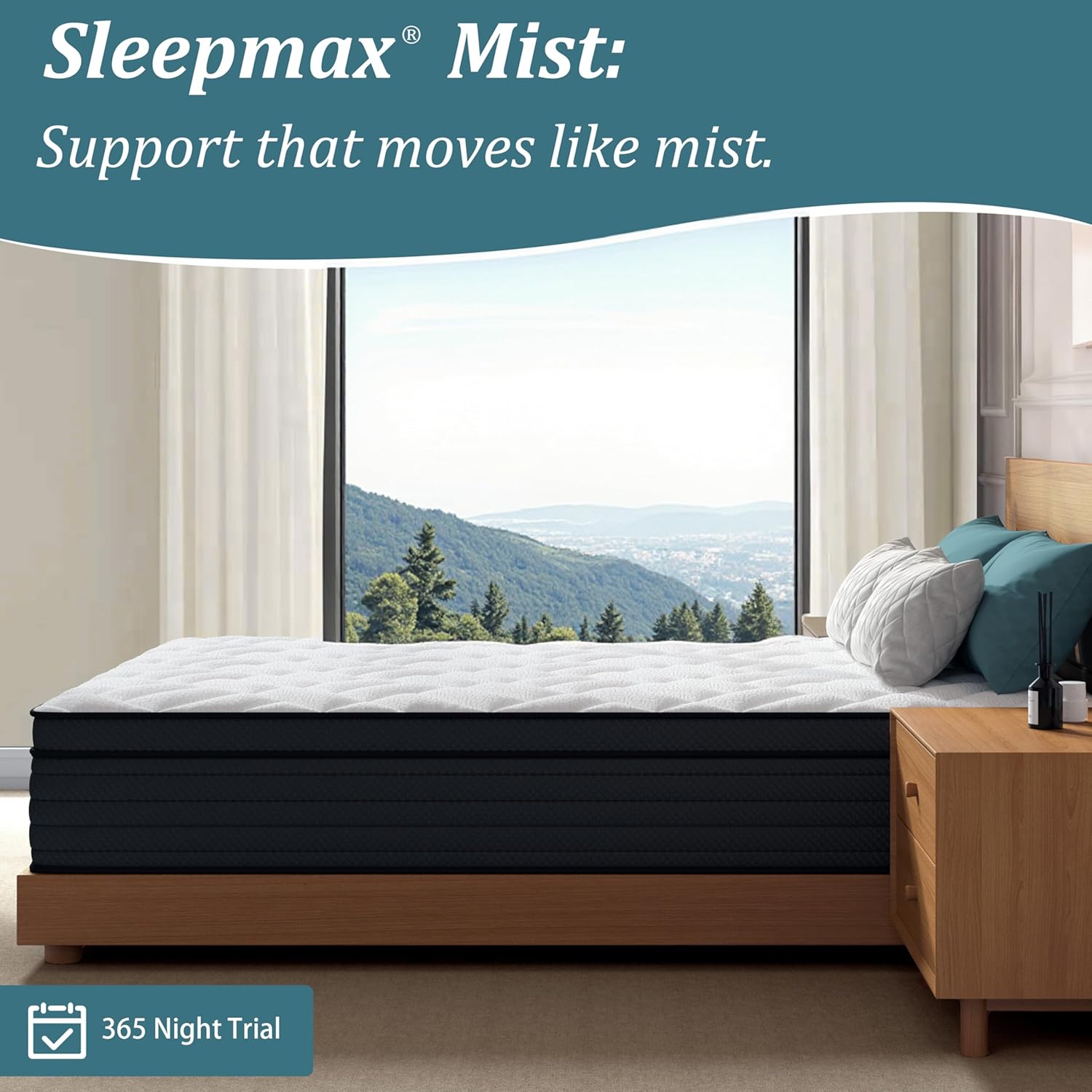 Sleepmax Extra Firm Queen Mattress - 12 Inch Deep Sleep Hybrid with Pressure Relief | Deluxe Cooling Design, CertiPUR-US Certified, 365-Night Trial