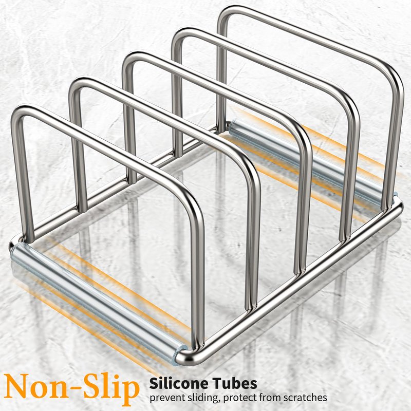 2-Pack Cutting Board Organizer, Cutting Board Holder Stand, Stainless Steel Baking Sheet Holder, Cutting Board Storage Rack with 4 slots for Baking Sheet and Cookie Sheet,1.0+1.2 Inch Width Slots