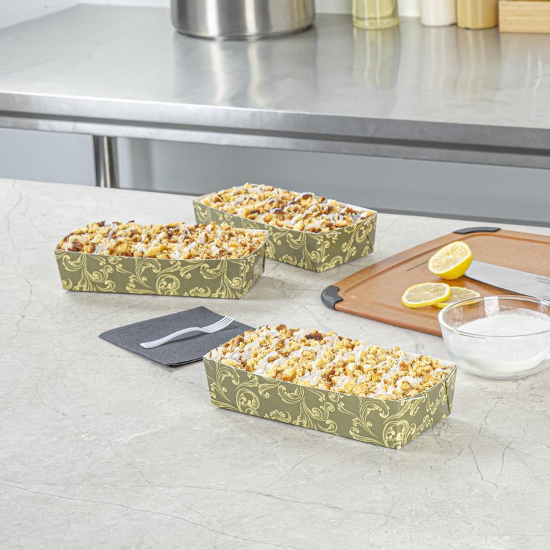Restaurantware Baking Tray 100 Count 7.8 x 3.6 Inches 14 Ounce Disposable Paper Oven-Safe Baking Mold, Grease-Resistant Floral Design Green Baking Molds for Cupcakes, Breads and Baking