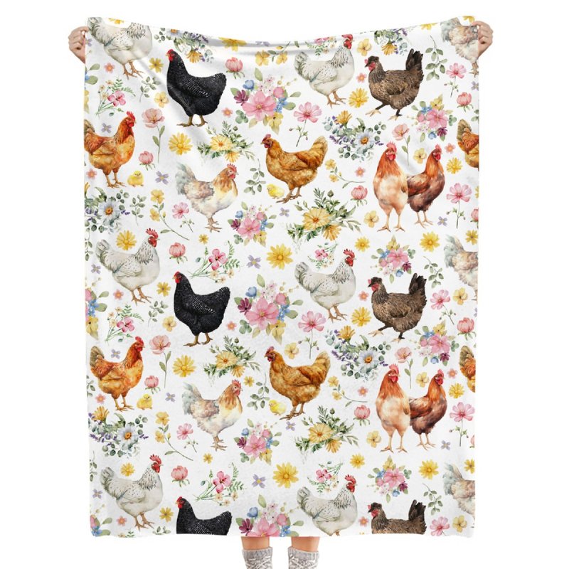 Shishiimo Chicken Flowers Blanket-Chicken Gift for Kids Men Women-Soft Flannel Lightweight Blanket for Sofa Bed Birthday Festival Camping Outdoors 40"x50" for Kids Children