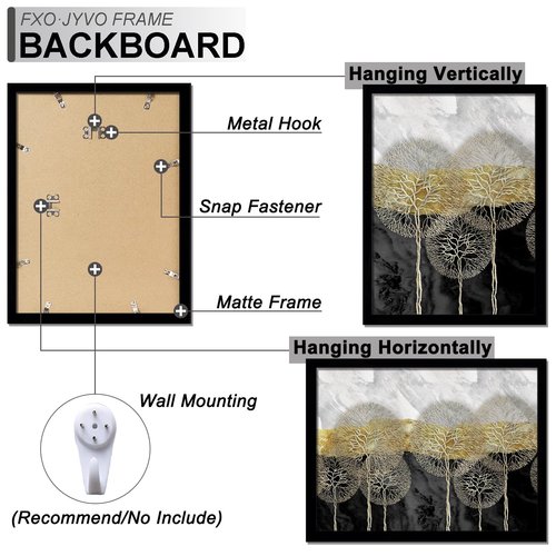 Fxojyvo 20x24 Picture Frame Set of 6, Display Poster 16x20 with Mat or 20 x 24 Without Mat, Light Weight and High Transparent 20 by 24 Frame for Wall - 6 Pack/Black/20 x24