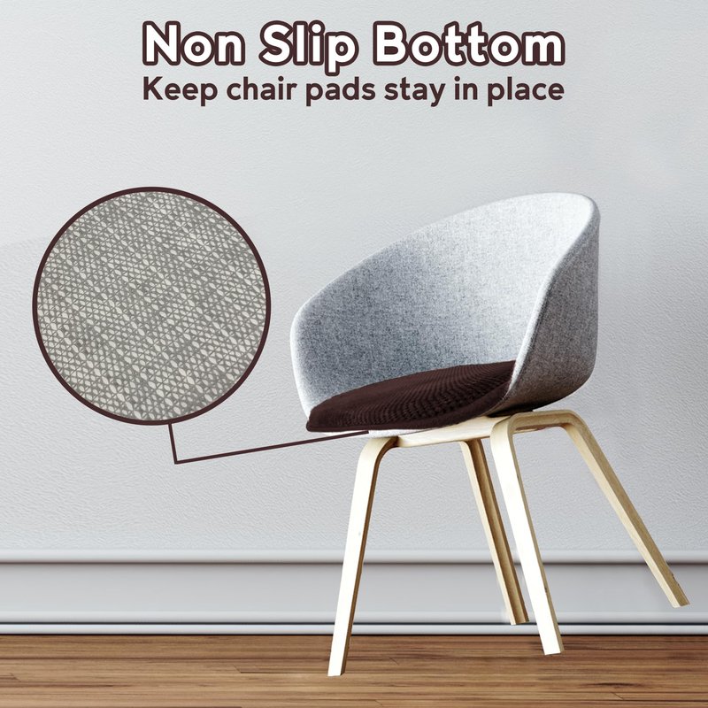 PAGGED Brown Chairs Cushions for Dining Chairs 6 Pack Non Slip Foam Kitchen Seat Cushions Washable Soft Thick Patio Pads Large Wooden Metal Tapered Chair Cushions,17" x 15"